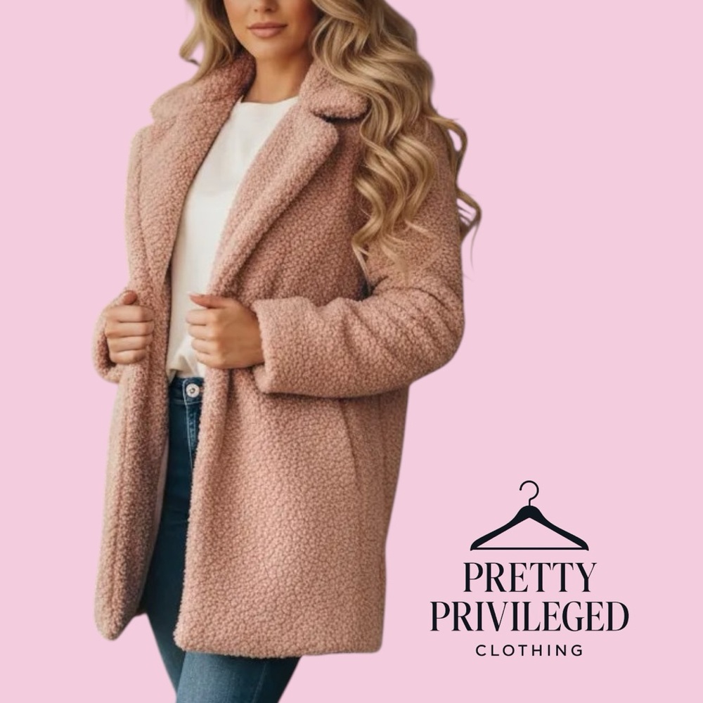 Le Chateau Blush Pink Teddy Jacket